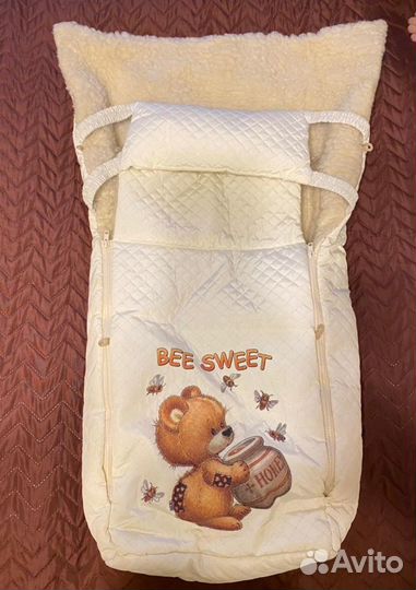 Зимний конверт в коляску на овчине