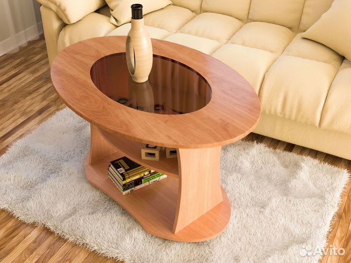 Стол журнальный мдф со стеклом