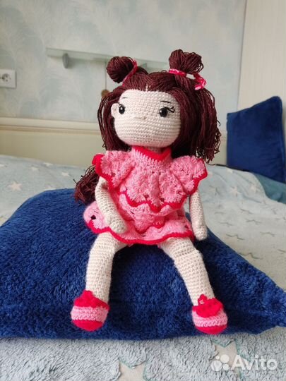 Амигуруми, вязаная кукла Роза ручной работы, 30см