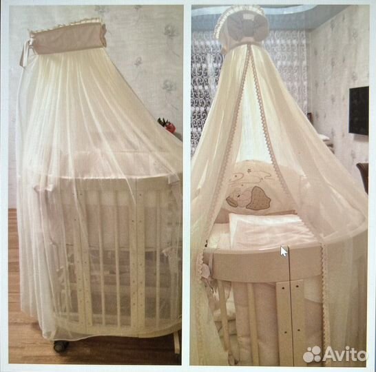 Детская кроватка овальная с продольным маятником