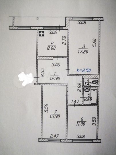 3-к. квартира, 73,2 м², 5/5 эт.