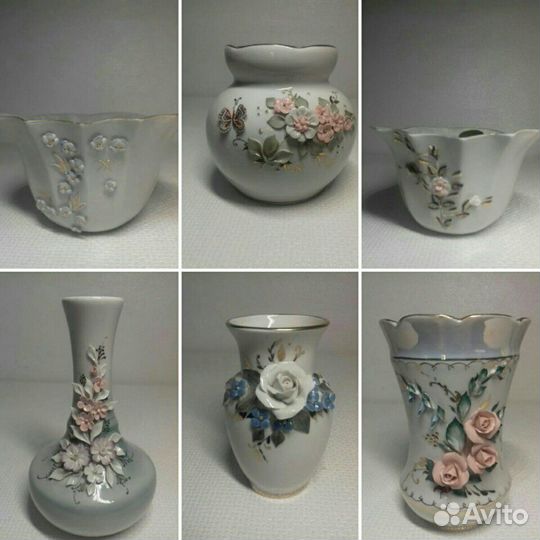 Вазы для цветов. Вазочки для варенья. Фарфор. Винт