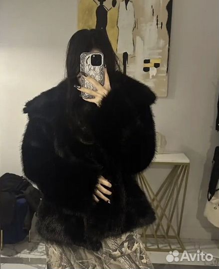 Шуба чёрная y2k искуственная