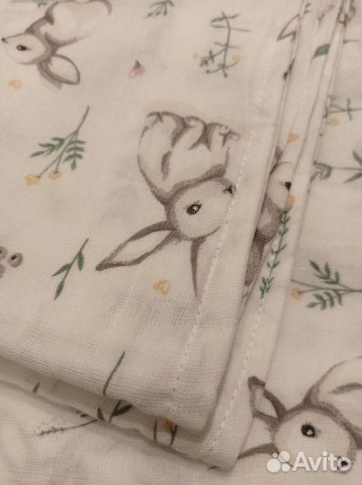 Муслиновый плед 100х 132см + 1 пеленка