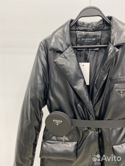 Куртка женская черная из экокожи 44