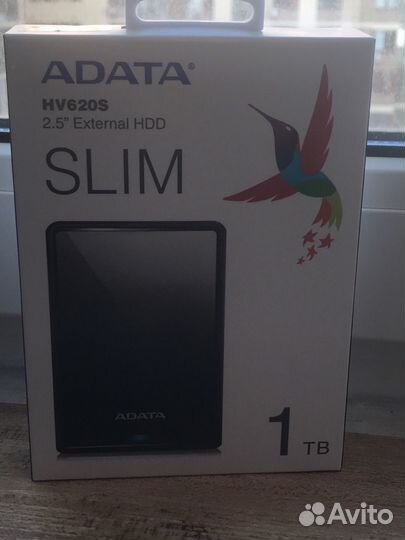 Переносной жёсткий диск adata slim 1TB (новый)