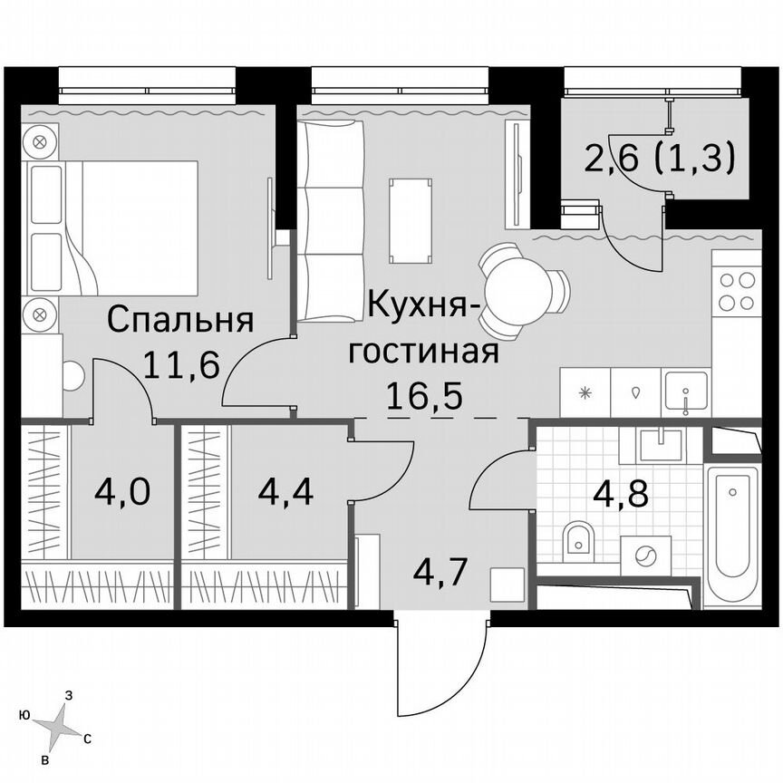 1-к. квартира, 47,5 м², 17/17 эт.