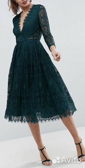 Платье вечернее миди зеленое ASOS