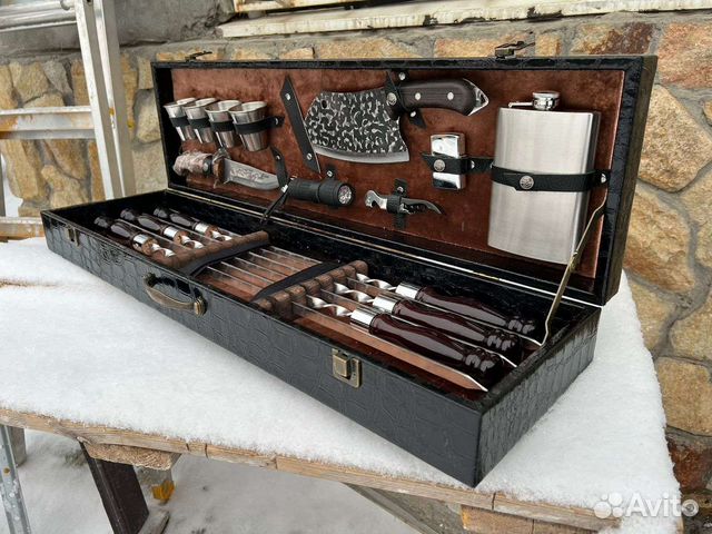 Шашлычный подарочный набор шампура нож кизляр