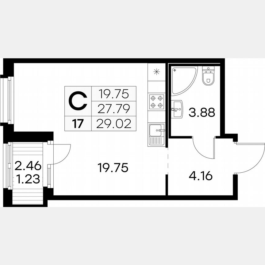 Квартира-студия, 29 м², 3/15 эт.