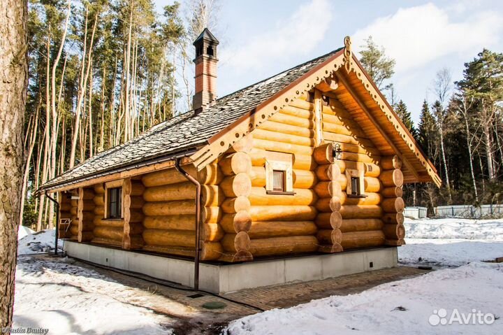 Сруб дома и бани из бревна