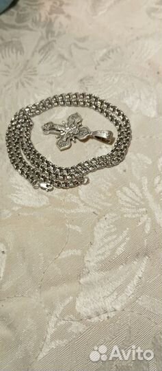 Мужская серебряная цепь с крестом бисмарк