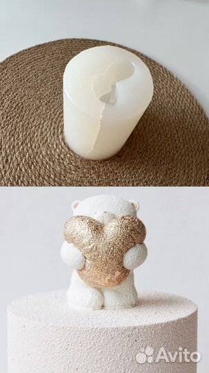 Силиконовая форма для шоколада медведь с сердцем