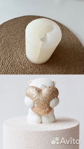 Силиконовая форма для шоколада медведь с сердцем