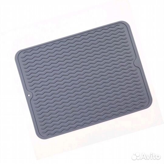 Силиконовый коврик для сушки посуды новый серый