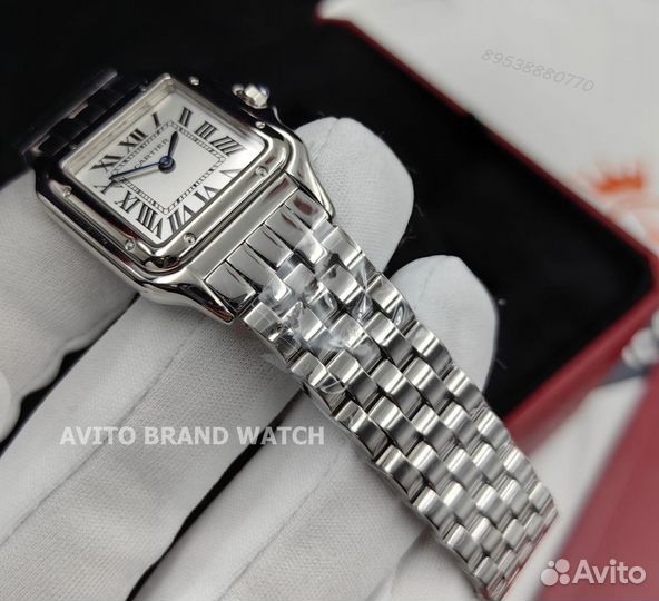 Часы женские Cartier 27 mm стальные новые сапфир