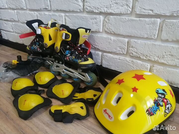 Роликовые коньки детские раздвижные с защитой