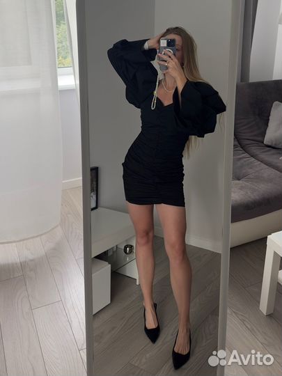 Черное вечернее мини-платье s/m