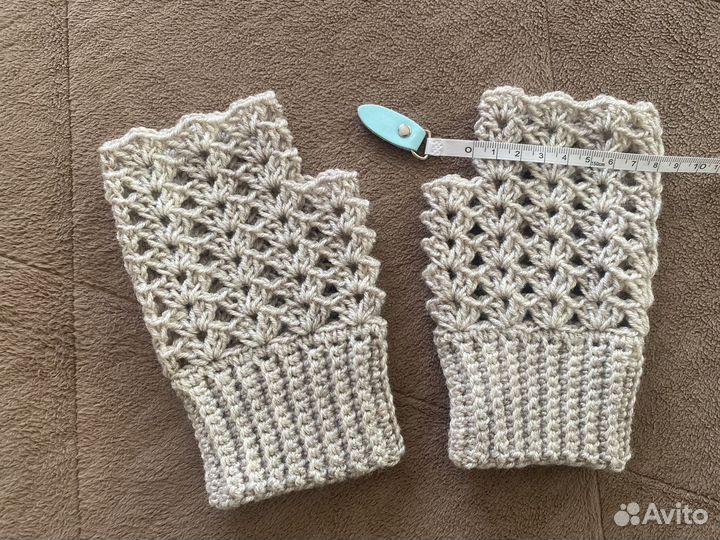 Митенки бежевые ажурные