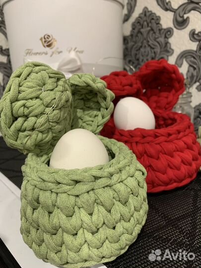 Пасхальная корзина вязаная