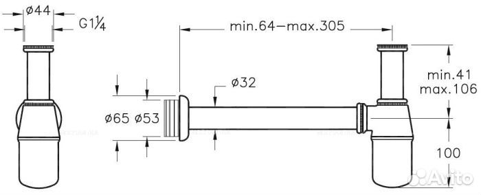 Сифон для раковины хром Vitra a 45122
