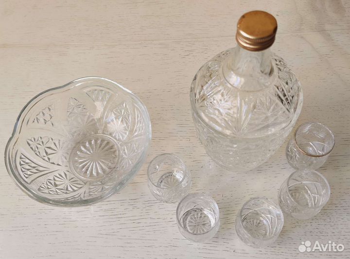 Хрусталь и стекло. Графин, стопки, стаканы СССР