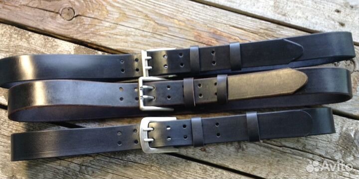 Ремень мужской кожаный с двухшпеньковой пряжкой