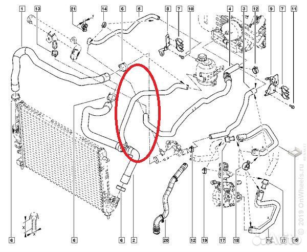 Патрубок радиат. Renault Duster Kaptur