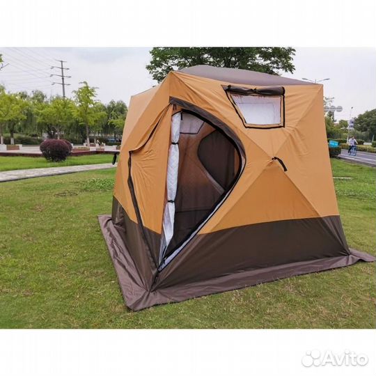 Четырехслойная палатка-куб для зимней рыбалки,баня