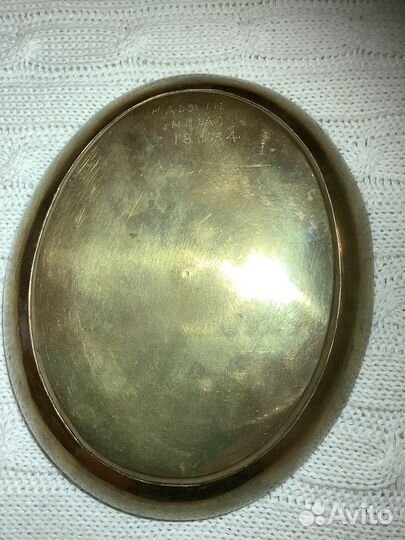 Тарелка овальная. Индия. Латунь. Эмаль