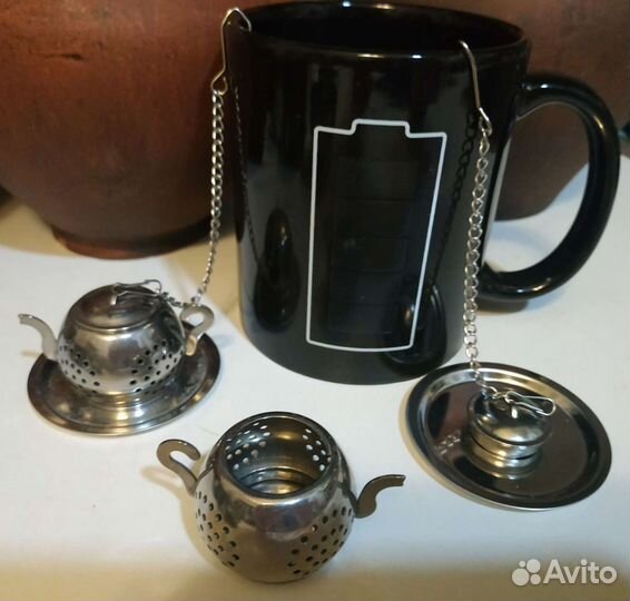 Чайник заварочный с чашкой, ситечко для заварки