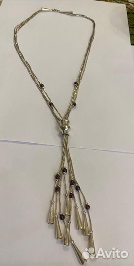 Колье серебряное с гранатом