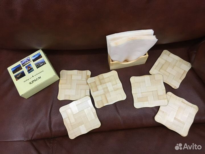 Набор из бересты / салфетница и подставки / крым