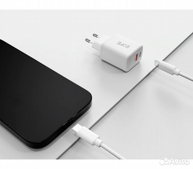 Зарядное устройство Eofe E203, USB-A + USB-C, 20 Вт, 3A, белое