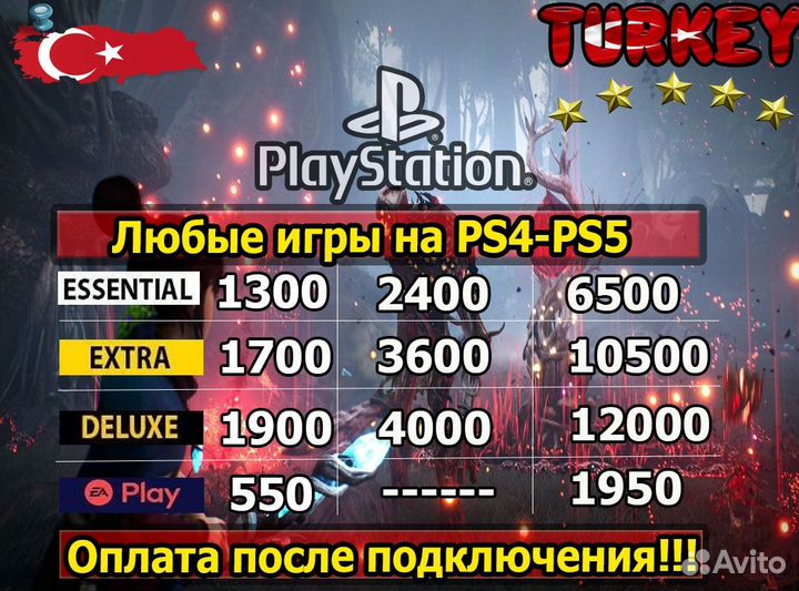 Подписка PS Plus / EA Play / Игры Турция