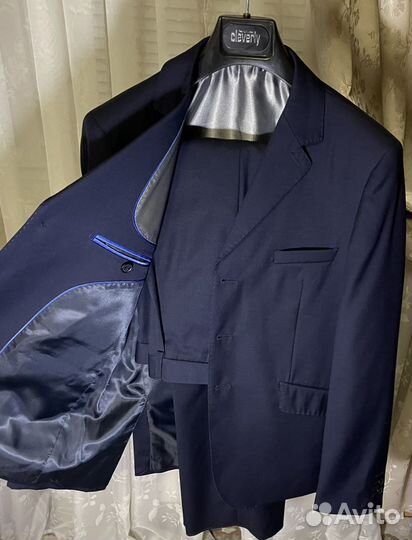 Костюм-двойка на мальчика синий полушерстяной, 158