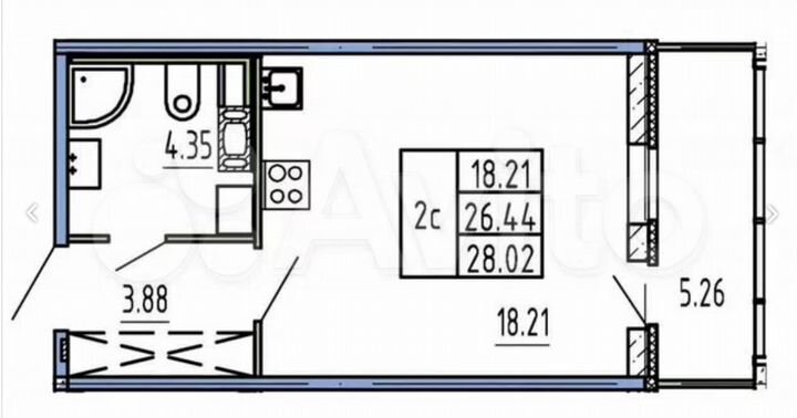Квартира-студия, 28 м², 8/13 эт.