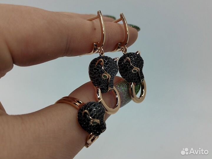 Набор cartier, агат, покрытие золото