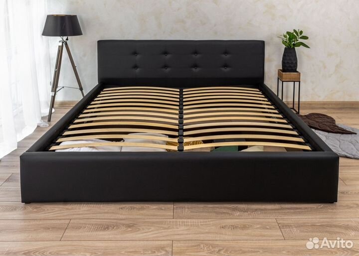 Кровать 200х200 с подъемным механизмом Роза черная