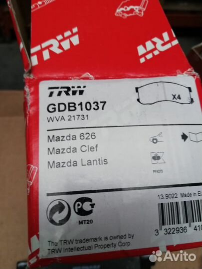 Колодки тормозные TRW Mazda 626 GDB1037