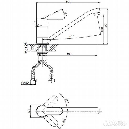 Смеситель для кухни rush te2835-26 Хром