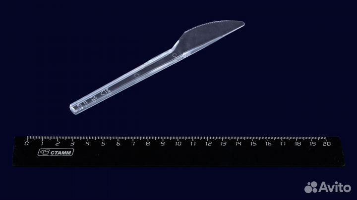 Нож одноразовый пластиковый прозрачный,150мм, Покр