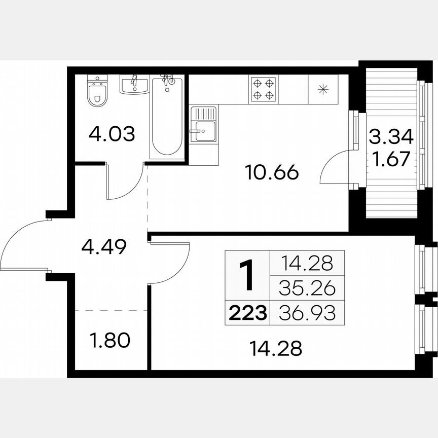1-к. квартира, 36,9 м², 10/15 эт.