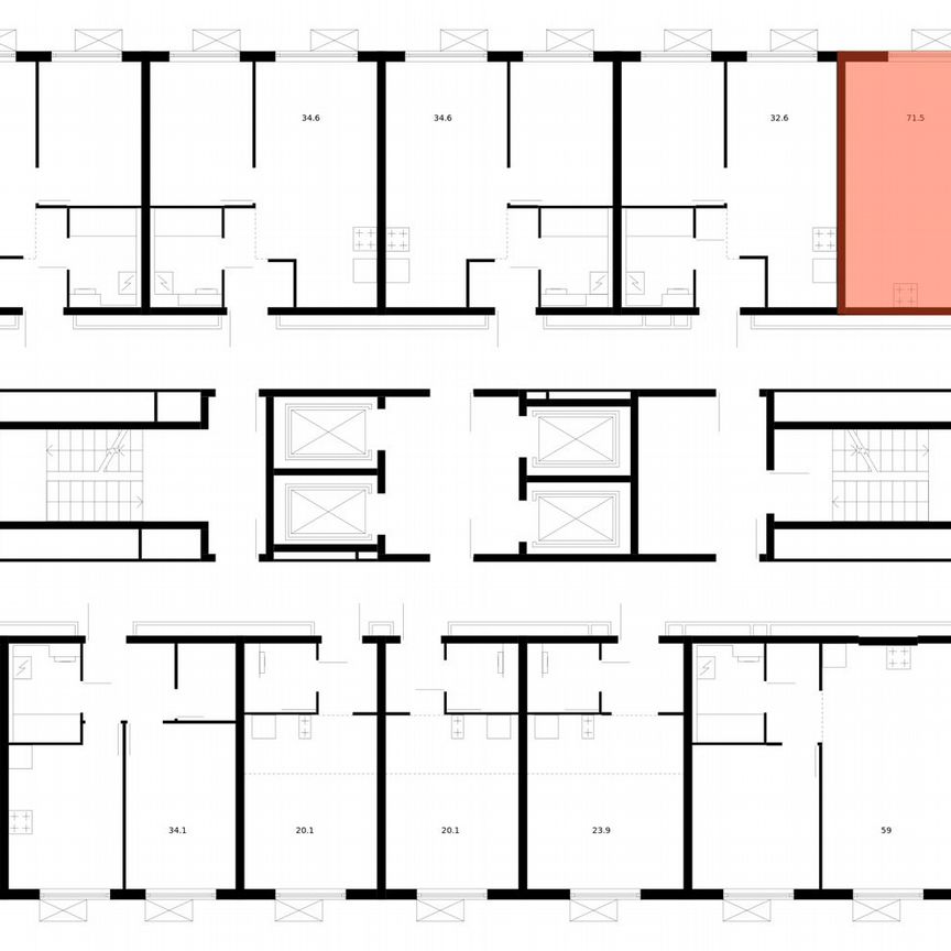 3-к. квартира, 71,5 м², 22/33 эт.