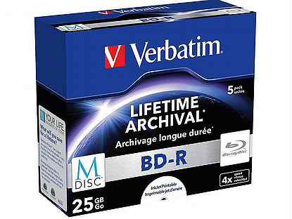 Диски Blu-ray M-disc Verbatim BD-R 25Gb 4х