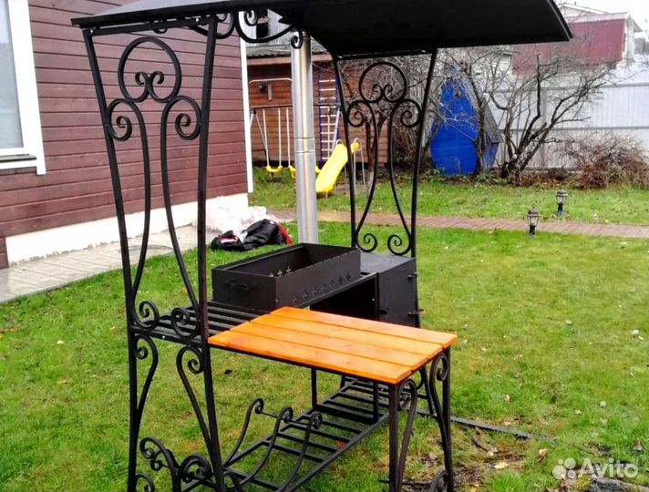 Мангал под ключ с казаном,кованый мангал с крышей