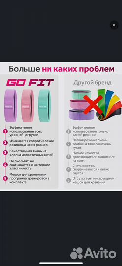 Тканевые фитнес-резинки GO FIT Premium