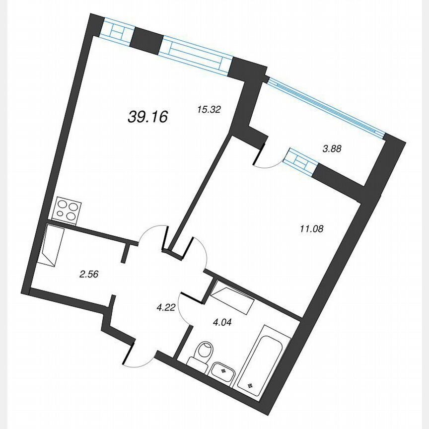 1-к. квартира, 41,1 м², 9/22 эт.