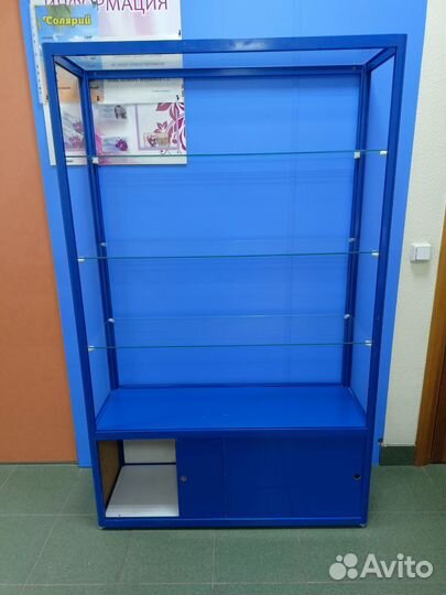 Стеллаж металлический со стеклянными полками