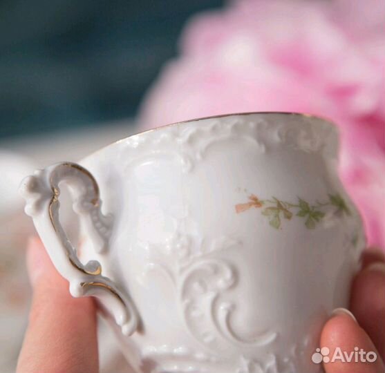 Кофейная мокко пара фарфор Hermann Ohme Силезия